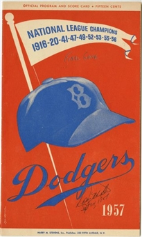 1957 Brooklyn Dodgers Last Ebbets Field Game Program Signed By Danny McDevitt